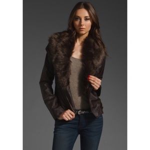 BB Dakota Faux Fur Vegan Leather Jacket Brown